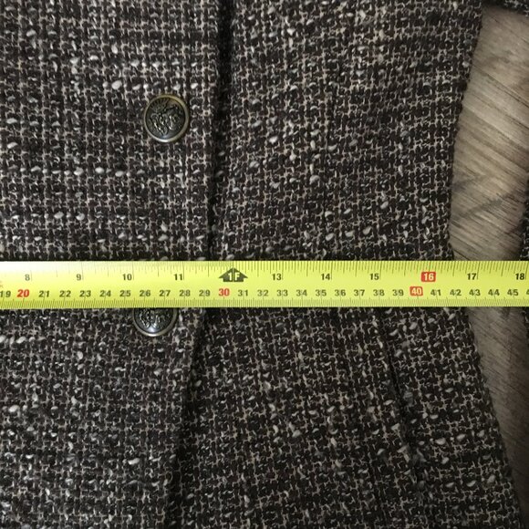 7 For All Mankind Long Tweed Wool Blend Double Breasted High Collar Coat - Picture 13 of 16